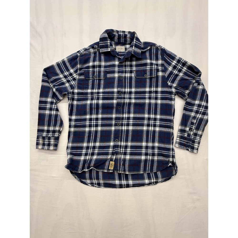 JACHS Men's Long Sleeve Button-Up Plaid Flannel Shirt With Pockets Size LT
